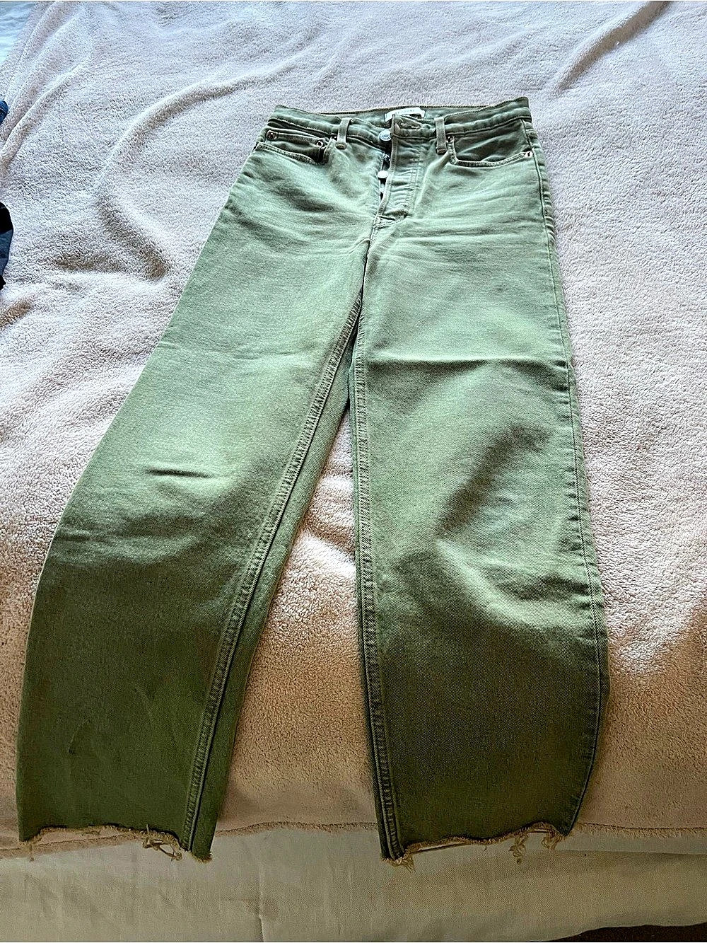 RE/DONE Green Flare Jeans Waist 26